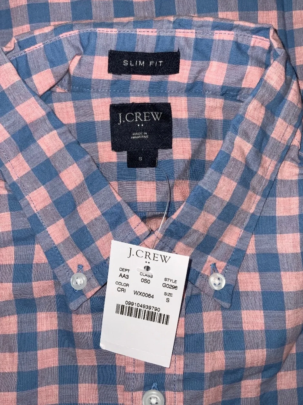 J. Crew Slim Heathered Cotton Gingham Button Down Oxford Shirt